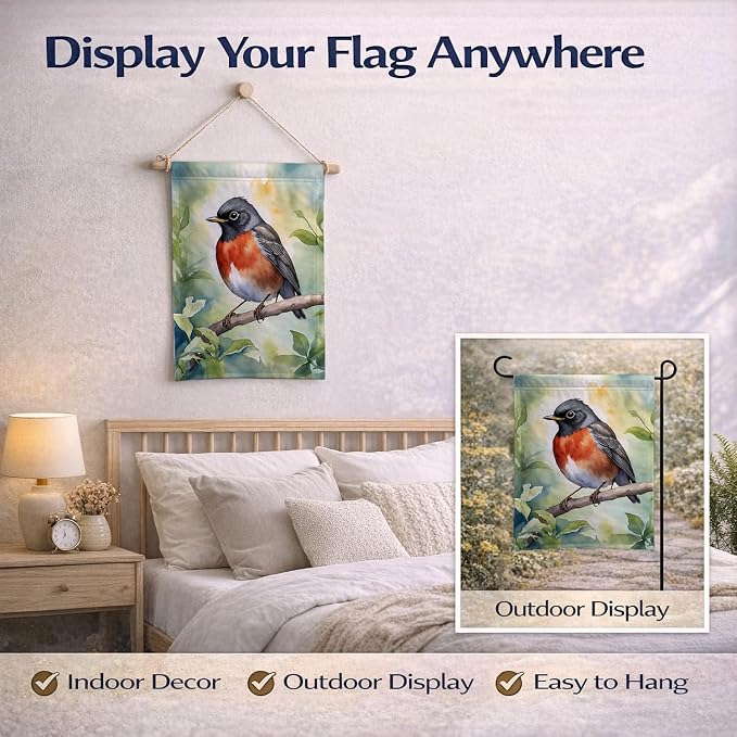 Caroline's Treasures Wisconsin American Robin Garden Flag Mailbox Flag Decorative Yard Flag Banner Outside Patio Artwork Yard Flower Beds, Garden Size, Multicolor