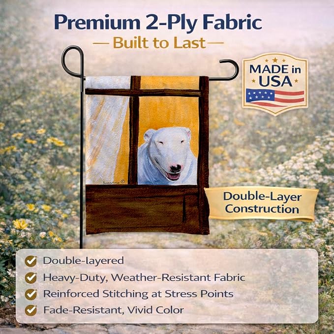 Caroline's Treasures SS8542GF Bull Terrier Garden Flag Mailbox Flag Decorative Yard Flag Banner Outside Patio Artwork Yard Flower Beds, Garden Size, Multicolor