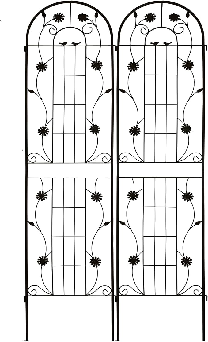 4/2 Pack White Metal Garden Trellis, 86.7" x 19.7" 71" x 19.7" Rustproof Plant Support Frame, Decorative Climbing Vine Trellis for Flower Vegetable Patio Garden Decor (Black, 86.7" x 19.7", 2 Pack)