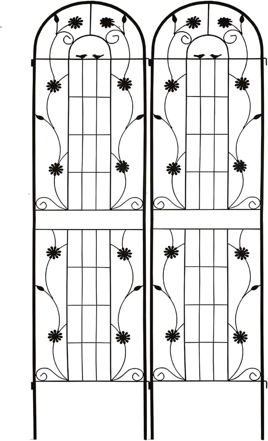 4/2 Pack White Metal Garden Trellis, 86.7" x 19.7" 71" x 19.7" Rustproof Plant Support Frame, Decorative Climbing Vine Trellis for Flower Vegetable Patio Garden Decor (Black, 86.7" x 19.7", 2 Pack)
