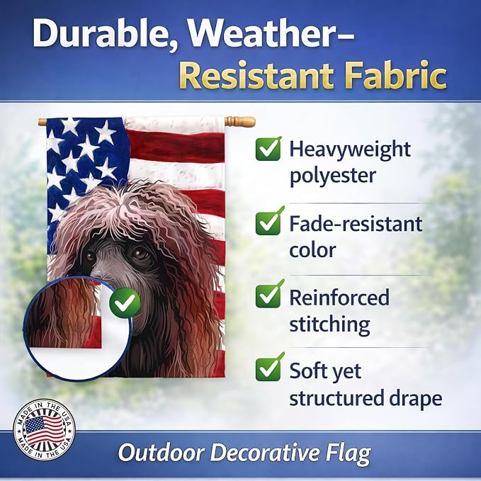 Caroline's Treasures CK6572CHF Irish Water Spaniel American Flag House Flag Large Porch Sleeve Pole Decorative Outside Yard Banner Artwork Wall Hanging, Polyester, House Size, Multicolor