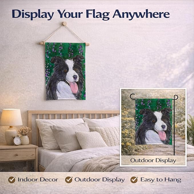 Caroline's Treasures SS1053GF Border Collie Garden Flag Mailbox Flag Decorative Yard Flag Banner Outside Patio Artwork Yard Flower Beds, Garden Size, Multicolor
