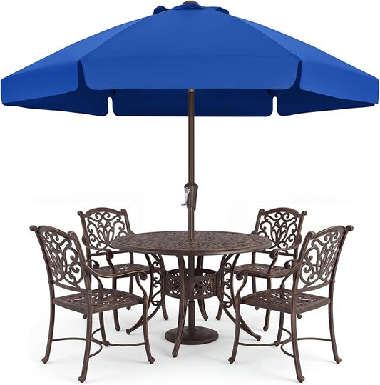 ABCCANOPY 7.5ft Scalloped Patio Umbrella, Outdoor Table Umbrella with Tilt and Crank, Fiberglass Ribs Deck Umbrella for Patio, Pool, Garden, Picnic (Blue)