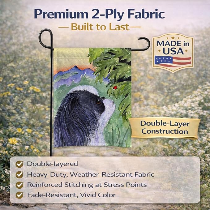 Caroline's Treasures SS8259GF Japanese Chin Garden Flag Mailbox Flag Decorative Yard Flag Banner Outside Patio Artwork Yard Flower Beds, Garden Size, Multicolor