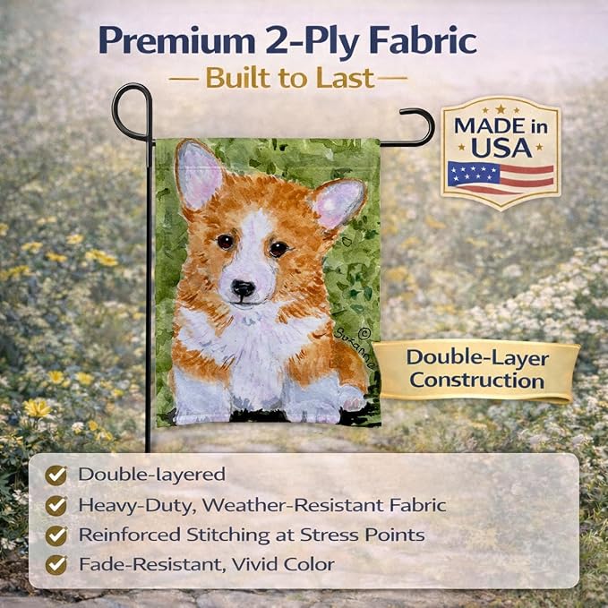 Caroline's Treasures SS8710GF Corgi Garden Flag Mailbox Flag Decorative Yard Flag Banner Outside Patio Artwork Yard Flower Beds, Garden Size, Multicolor