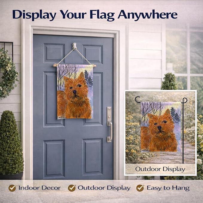 Caroline's Treasures SS1012GF Norwich Terrier Garden Flag Mailbox Flag Decorative Yard Flag Banner Outside Patio Artwork Yard Flower Beds, Garden Size, Multicolor