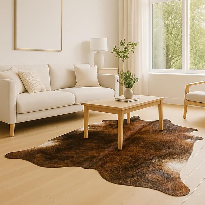 rodeo Genuine Cowhide Rug - Real Cow Hide Rug Large for Living Room & Bedroom - Western Rugs for a Natural Western Home Decor Ambiance - Rustic Cow Print Carpet Decor - 6x8 ft, Brindle