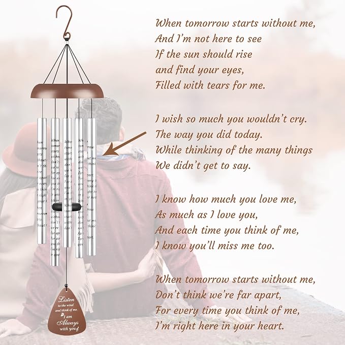 Sympathy Gift Wind Chimes for Outside - Memorial Wind Chimes for Loss of Loved One, Memorial Gifts for Loss of Mother Father, Bereavement Gifts in Memory of Loved One for Condolence Remembrance, Brown