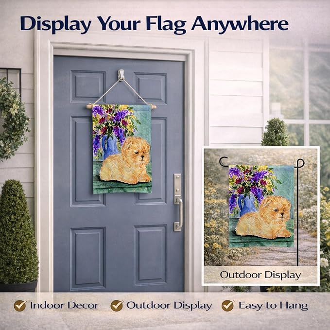 Caroline's Treasures SS8302GF Pomeranian Garden Flag Mailbox Flag Decorative Yard Flag Banner Outside Patio Artwork Yard Flower Beds, Garden Size, Multicolor