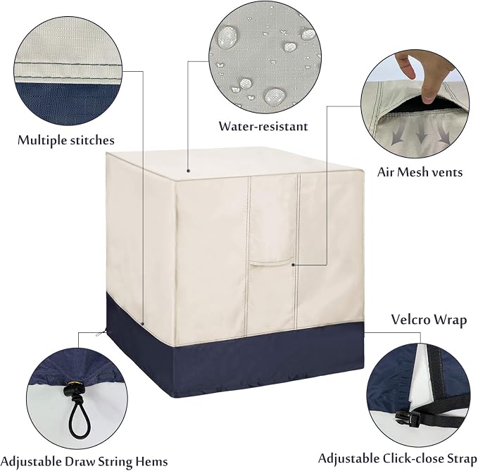 Air Conditioner Cover for Outside Units, AC Cover for Outdoor Central Unit Square Fits up to 24 x 24 x 30 Inches