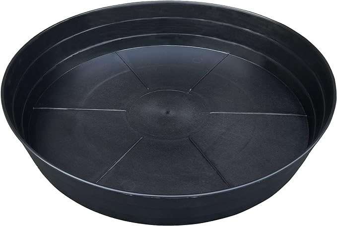 25 Inch Extra Large Planter Saucer, Extra-Deep 4.25 in Black Drip Trays for Flower Pot, Heavy Duty Drainage Tray Indoors No Holes, Plastic Plant Plate Water Catcher for Pots Base 19 20 21 22 in