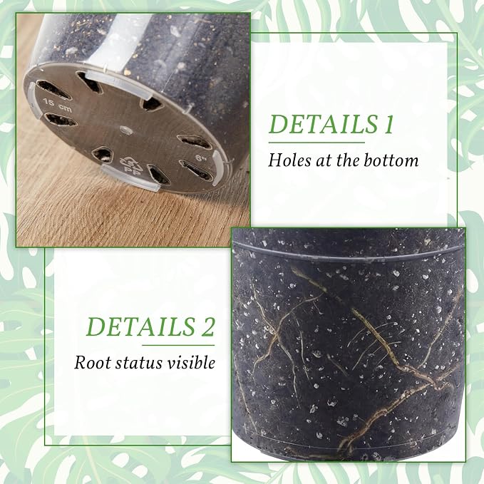 Vesici 6 Pcs 13 Inch Large Thickened Clear Nursery Pots Variety Pack Plant Pots with Drainage Holes Planters for Indoor Plants Flexible Transparent Plastic Plant Bottle Succulents