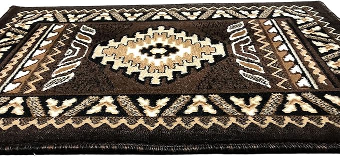 YHSF South Western Area Rug for Living Room, Bedroom, Kitchen & More - Easy Clean, Soft & Durable Native American Tribal Rug - Stain-Proof, Non-Slip Runner for Home Decor - Chocolate Brown, 2' x 3'4" | Easy-Clean, Soft & Durable Tribal Rug for Living R...