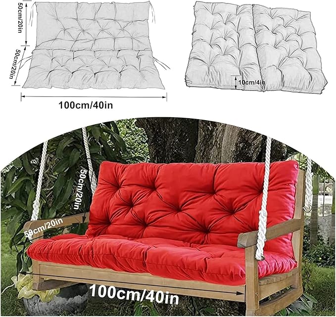 Swing Cushion Replacement Outdoor Porch Waterproof Bench Cushion 2-3 Seater Washable Bench Replacement Cushions for Outdoor Patio Porch Swing Cushions