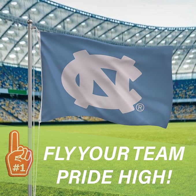 NCAA University of North Carolina Flag with Grommets, 3'x5' Outdoor College Flags & Banners for Garden Patio Indoor Wall Décor