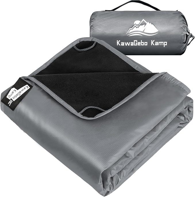 Large Waterproof Outdoor Picnic Blanket 80"x 58" | Windproof Lightweight Stadium Blanket, Packable, Stay Dry and Comfortable for Camping, Sports, Travel - Grey