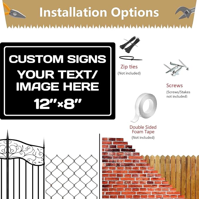 Personalized Aluminum Weatherproof Metal Sign - Multiple Sizes, Custom Text and Picture - Hazard, Garden, Custom Door Sign