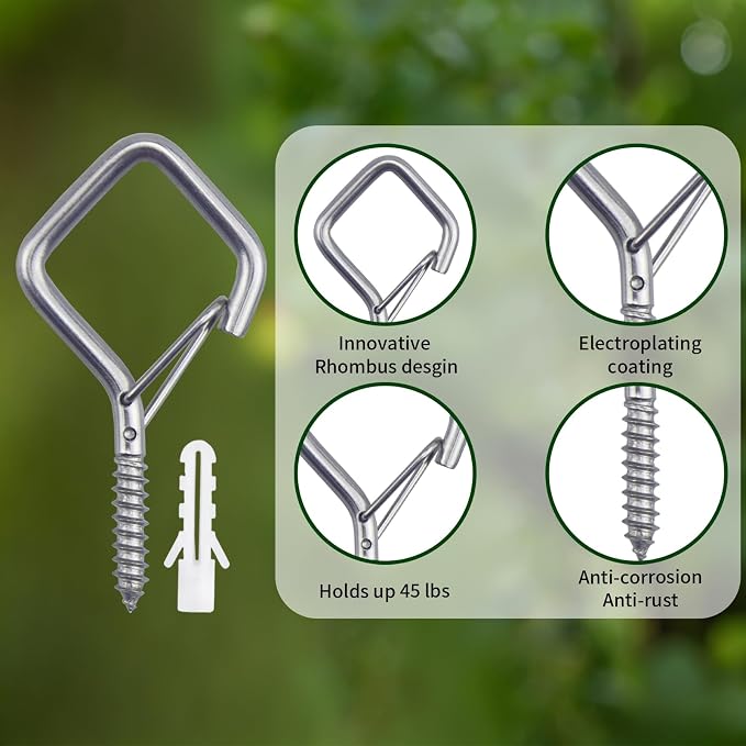 100 PCS 304 Stainless Steel Eye Screw Hooks for Hanging Heavy Duty.Ceiling Hooks for Hanging Plants,Cup,Wind Chime,Bird Feeders, String Lights at Indoor&Outdoor