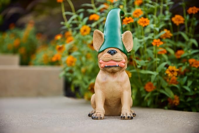 Frenchie Gnome - Beige Frenchie Statue | Cute French Bulldog Decor Garden Gnome