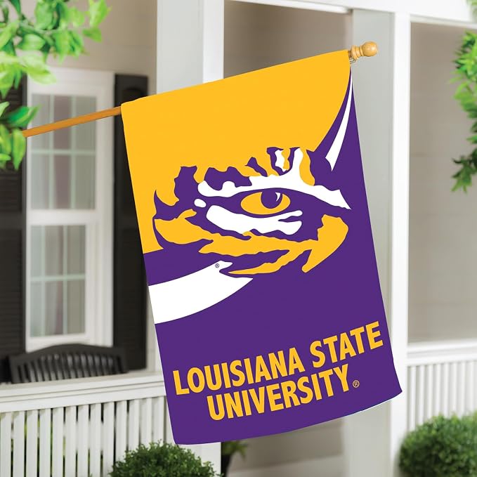 Team Sports America NCAA Louisiana State University House Flag, 28 x 44, Double Sided Garden Flags for Outside, Outdoor College Flags & Banners for Garden Patio, Indoor Wall Decor Flag for Room