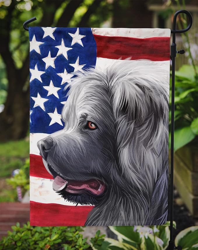 Caroline's Treasures CK6481GF Caucasian Shepherd Dog American Flag Garden Flag Mailbox Flag Decorative Yard Flag Banner Outside Patio Artwork Yard Flower Beds, Garden Size, Multicolor