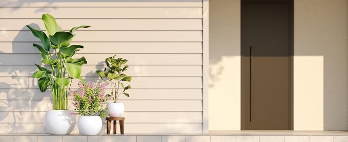 DTY Fiberstone Sphere Planter for Olive Trees, Globe Round Pot for Indoor Outdoor Use, Lightweight with Drainage Hole, 2 Coco Mats Included, White, Small 12.6" D x 10" H