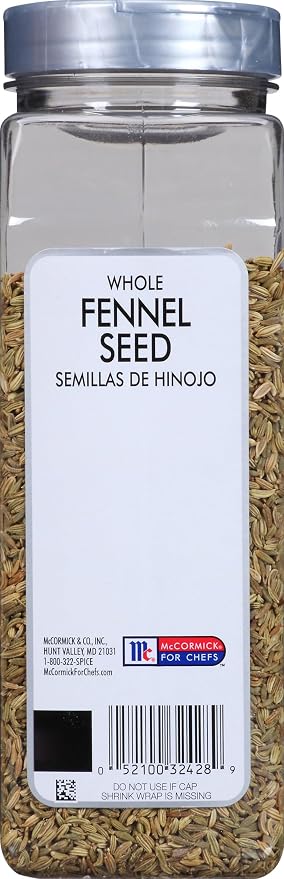 McCormick Culinary Whole Fennel Seed, 14 oz - One 14 Ounce Container of Bulk Fennel Seeds for Cooking, Perfect in Tea or Hot Beverages, Meats, Pizza and More