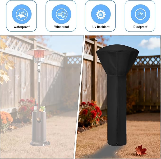 Patio Heater Cover for EAST OAK Patio Heaters UR48BN1, 87in Patio Heater Covers Waterproof with Zipper for OAK Outdoor Heaters-87"H x 33"D x 19"B