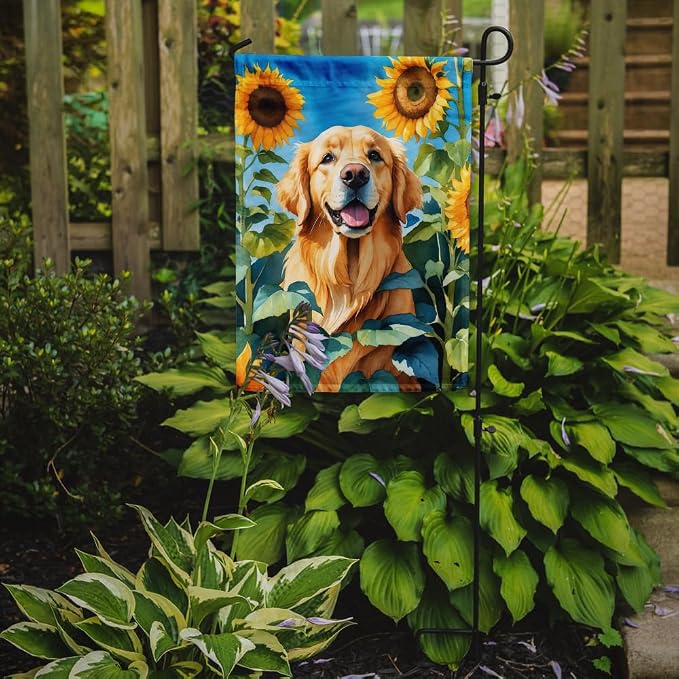Caroline's Treasures DAC6088GF Golden Retriever in Sunflowers Garden Flag Mailbox Flag Decorative Yard Flag Banner Outside Patio Artwork Yard Flower Beds, Garden Size, Multicolor