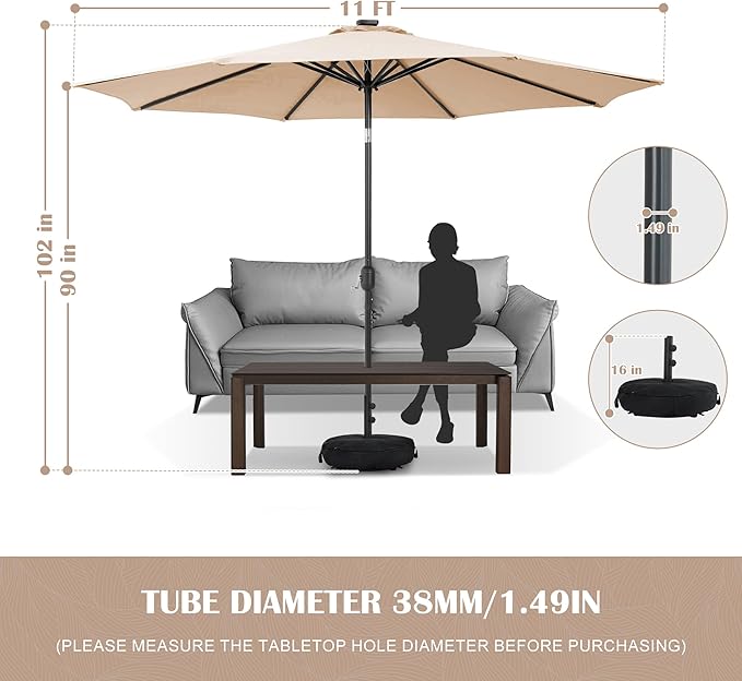 Sundale Outdoor Olefin 5-Year-Non-Fading Patio Umbrella with Sand Bag Base, Outdoor Umbrella with Tilt and Crank, Red