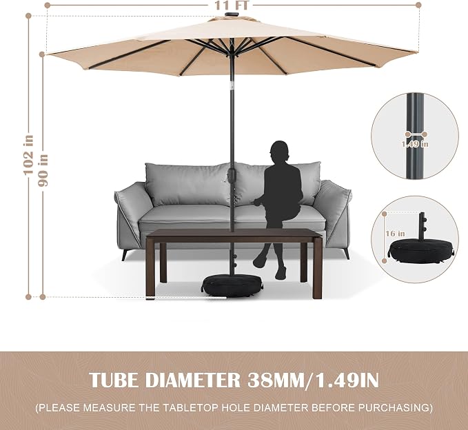Sundale Outdoor Olefin 5-Year-Non-Fading Patio Umbrella with Sand Bag Base, Outdoor Umbrella with Tilt and Crank, Red