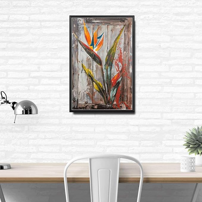 Metal Sign Tin Sign Vintage Wall Art Shabby Chic Bird of Paradise Tin Sign for Bohemian Interiors Cottage Charm and Nature Inspired Sp Kitty Decor for Home Decor 6×8 Inches with Metal Frame