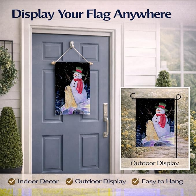 Caroline's Treasures SS8951GF Snowman with Golden Retriever Garden Flag Mailbox Flag Decorative Yard Flag Banner Outside Patio Artwork Yard Flower Beds, Garden Size, Multicolor