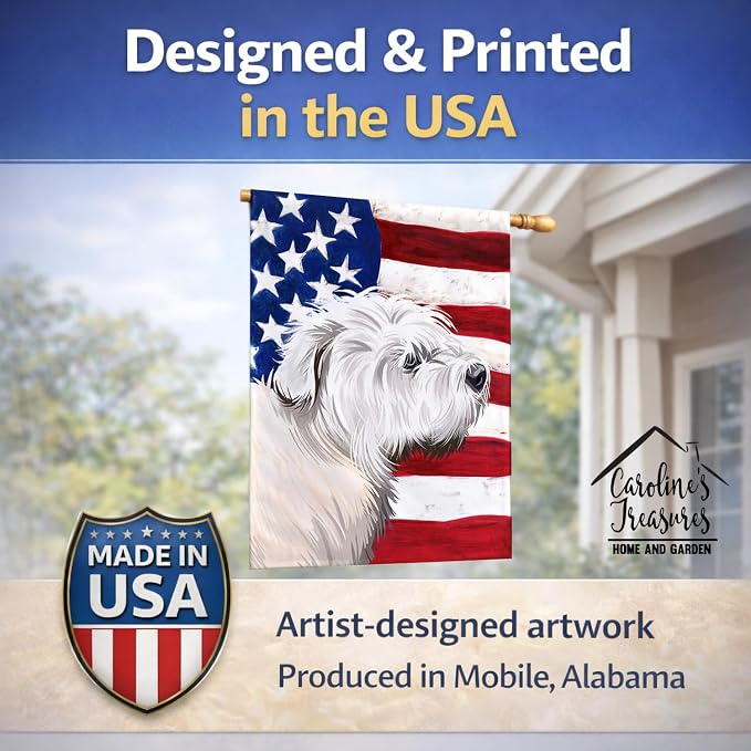 Caroline's Treasures CK6541CHF Glen of Imaal Terrier American Flag House Flag Large Porch Sleeve Pole Decorative Outside Yard Banner Artwork Wall Hanging, Polyester, House Size, Multicolor