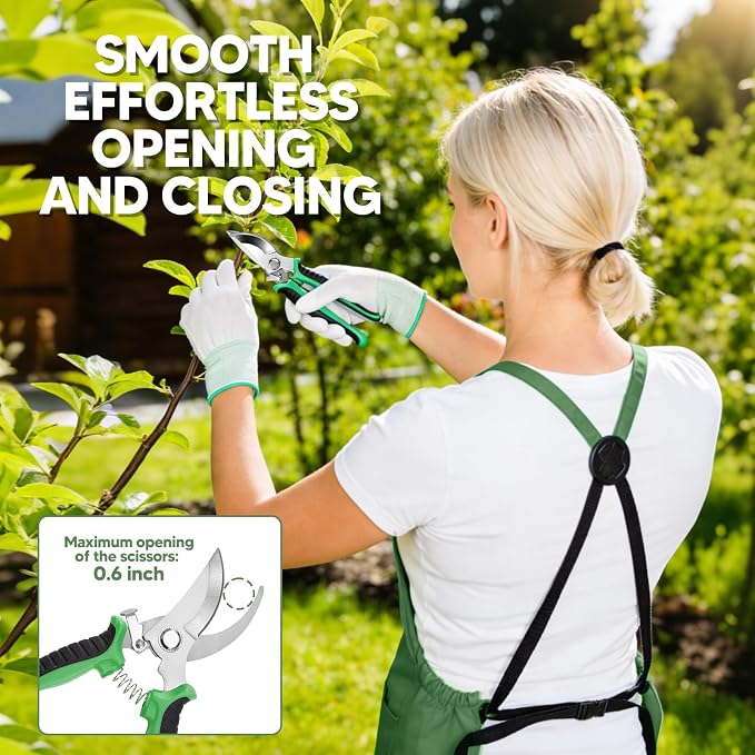 3PCS Gardening Apron, Harvest Apron with Shears and Gloves for Women, Men | Cross-Back, Large Quick Release Pocket, 600D Oxford Fabric, Heavy-Duty Garden Apron for Fruit Picking, Field Work, Harvesting