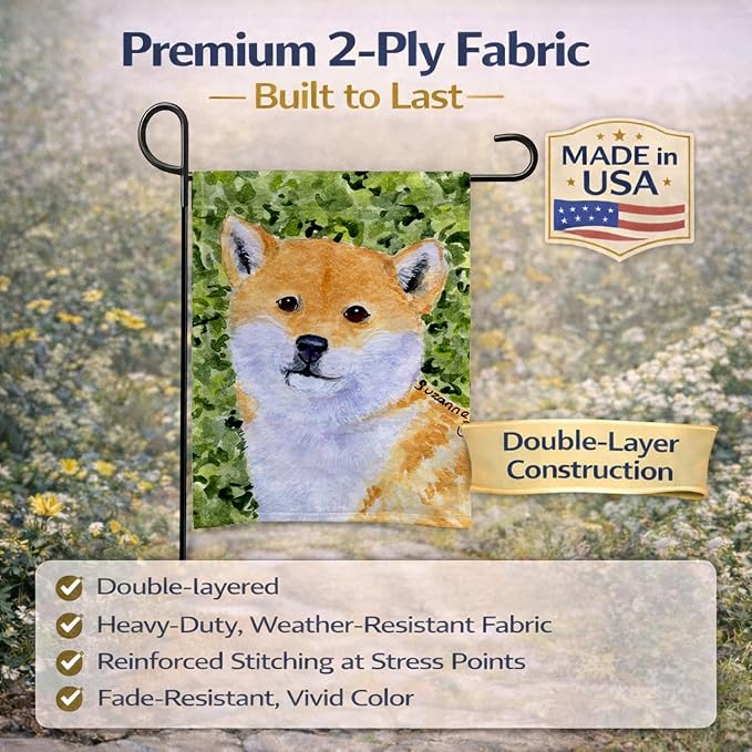 Caroline's Treasures SS8719GF Shiba Inu Garden Flag Mailbox Flag Decorative Yard Flag Banner Outside Patio Artwork Yard Flower Beds, Garden Size, Multicolor