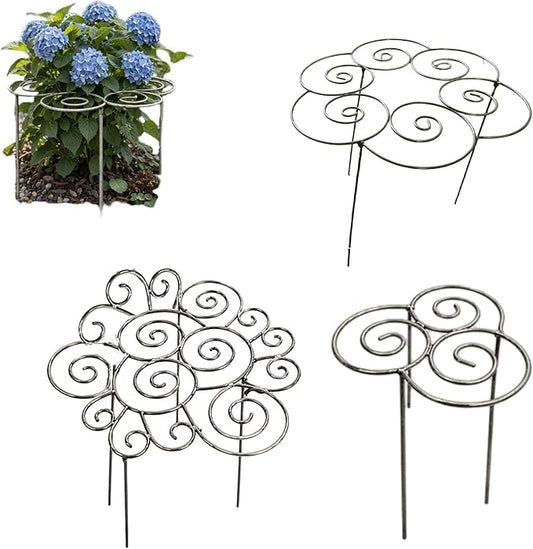 Metal Plant Support Ring for Garden, Peony Cages and Supports, Decorative Metal Plant Support Ring, Heavy-Duty Flower Support Frame, Outdoor Orchid Clip (S+M+L)