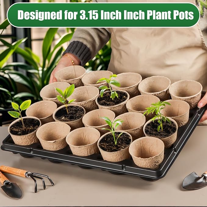 RooTrimmer 20 Cell Plant Trays for Carrying 3 inch Round Nursery Pots, Sturdy Plastic Trays Suitable for Holding 200 pcs Peat Pots (10 Packs - Trays Only, Pots Not Included)