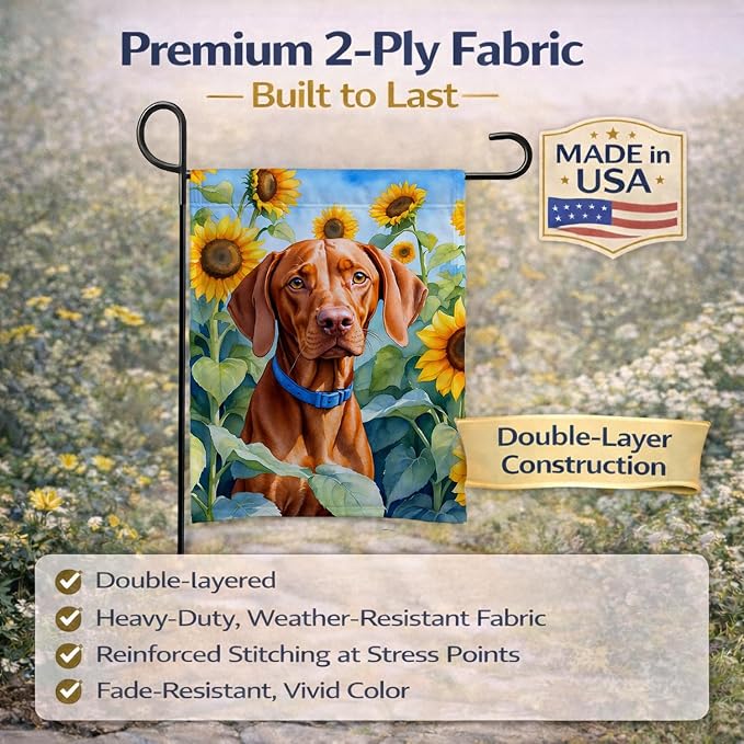 Caroline's Treasures DAC6169GF Vizsla in Sunflowers Garden Flag Mailbox Flag Decorative Yard Flag Banner Outside Patio Artwork Yard Flower Beds, Garden Size, Multicolor