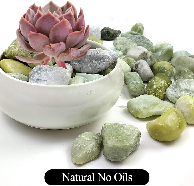 5LB Succulent Jade Pebbles for Indoor Plants, 1.2-2 Inch Natural Decorative Polished Stones, River Rocks for Vase, Flowerpot Decoration, Indoor Decoration,Landscaping and Garden Decoration