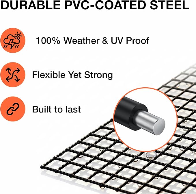 MaPorch Solar Panel Squirrel Netting - PVC Coated Galvanized Steel Mesh - 6 in x 50 ft Black, Under Fence Barrier Mesh - Squirrel Wire Guard & Bird Netting, Solar Panel Protection & Garden Fencing | PVC Coated Wire Screen - Water & UV Resistant - Netti...