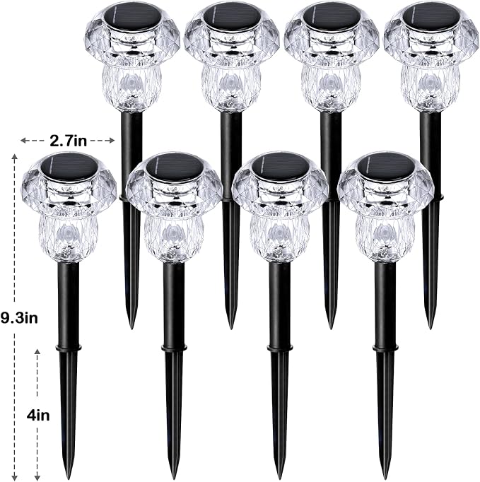 Solar Pathway Lights Outdoor 8 Pack Mushroom Garden Lights Waterproof Solar Powered Yard Lighting for Landscape, Driveway, Path, Walkway, Patio, Outside Garden Decorations, 6000K Cold White