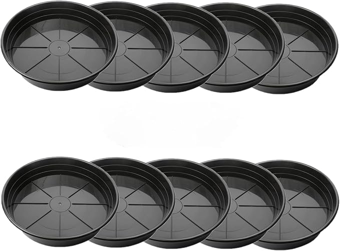 SUNPACK Premium Plastic Plant Saucer, Black, 16" Inside Diameter (Pack of 10) - Protects Surfaces, Carpet and Wood Floors - Fits All Planters with 16" Bottom Diameter