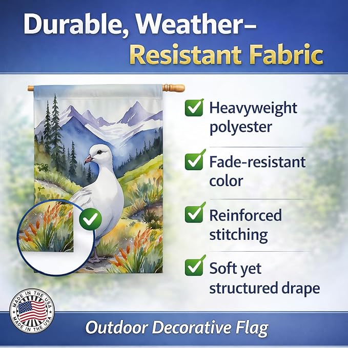 Caroline's Treasures Alaska Willow Ptarmigan House Flag Large Porch Sleeve Pole Decorative Outside Yard Banner Artwork Wall Hanging, Polyester, House Size, Multicolor