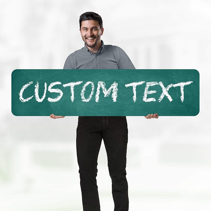 Custom Sign, Custom Street Sign, 11 Font Colors, 13 Font Styles, 4 Hole Options, 22 Sizes, 12x48 Inches, Rust Free DiBound, Fade Resistant, Made in USA by My Sign Center (Chalkboard Green)