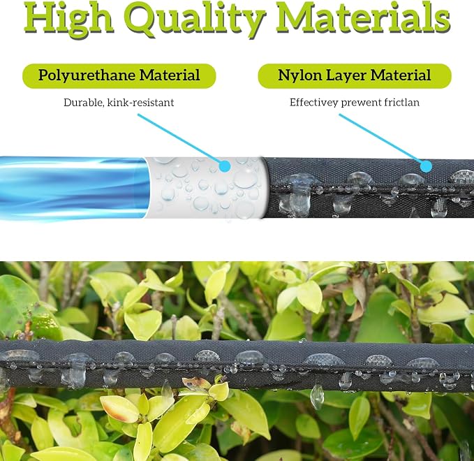 LINEX Flat Soaker Hose 1/2" x 50 ft with Stake for Garden Beds Drip Sprinkler Irrigation Hose Heavy Duty Saving 80% Water For Vegetable