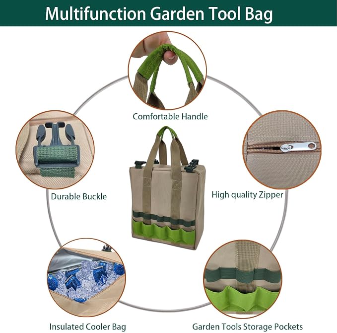 Garden Folding Gardener Stool with Gardening Tools Insulation Garden Bags Plus 5 Garden Tools and Gardening Kneeler Ideal Gift for Mother's Day/Father's Day