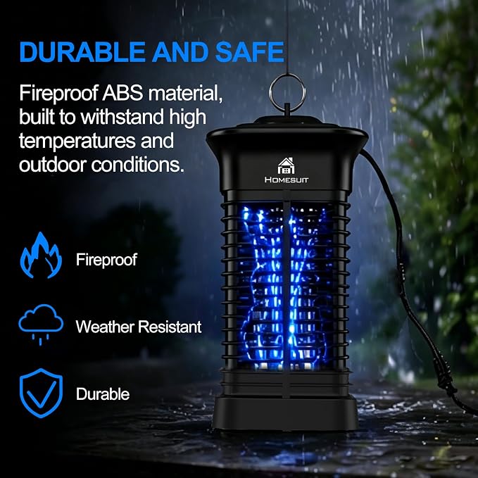 Homesuit Bug Zapper 15W for Outdoor and Indoor, High Powered 4000V Electric Mosquito Zappers, Mosquito Killer, Electronic Mosquitoes Light Bulb Lamp for Home Backyard Patio