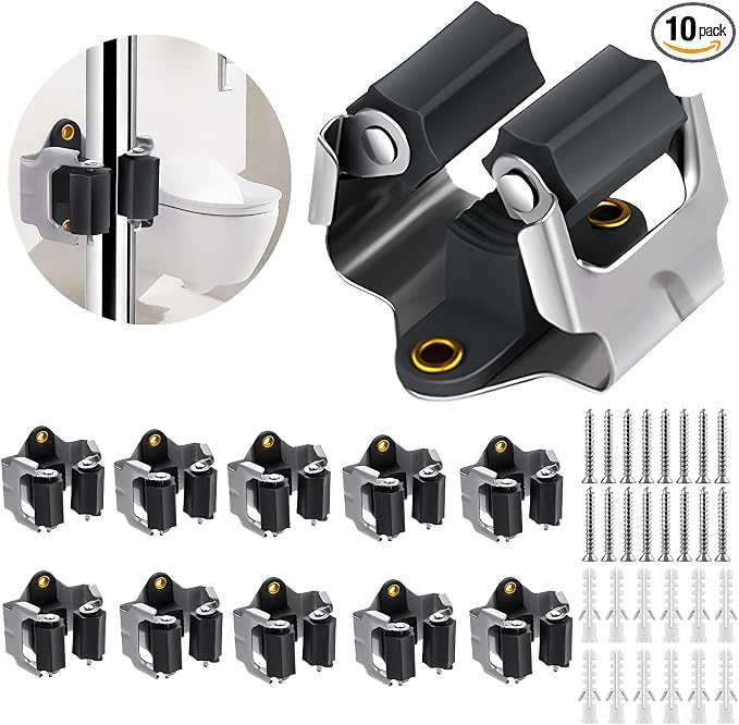 3-H 10 Pack Mop and Broom Holder Big Size Hanging 1 KG Extra, Broom Holder Wall Mount for Hanging and Organizing Shove Rake Yard Tools in Garage Garden Shed Laundry Kitchen,Black