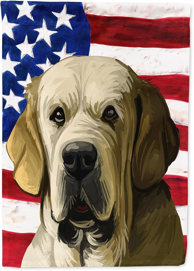 Caroline's Treasures CK6718CHF Spanish Mastiff Dog American Flag House Flag Large Porch Sleeve Pole Decorative Outside Yard Banner Artwork Wall Hanging, Polyester, House Size, Multicolor